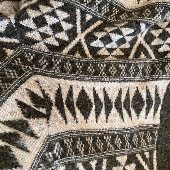 New women’s Lucky Brand Aztec fair isle brown open front shawl neck cardigan. XL - Picture 10 of 16